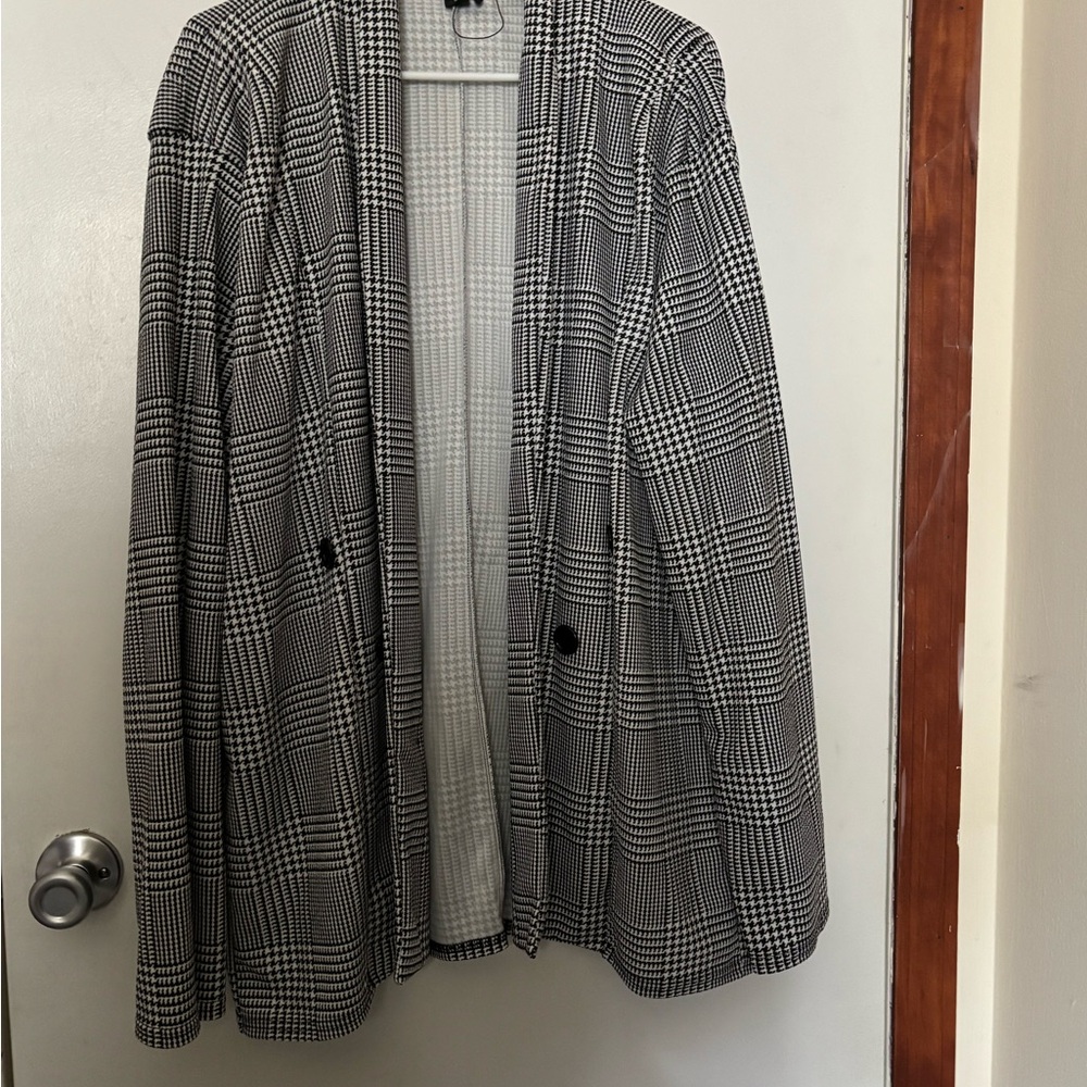 Black and White Plaid Blazer